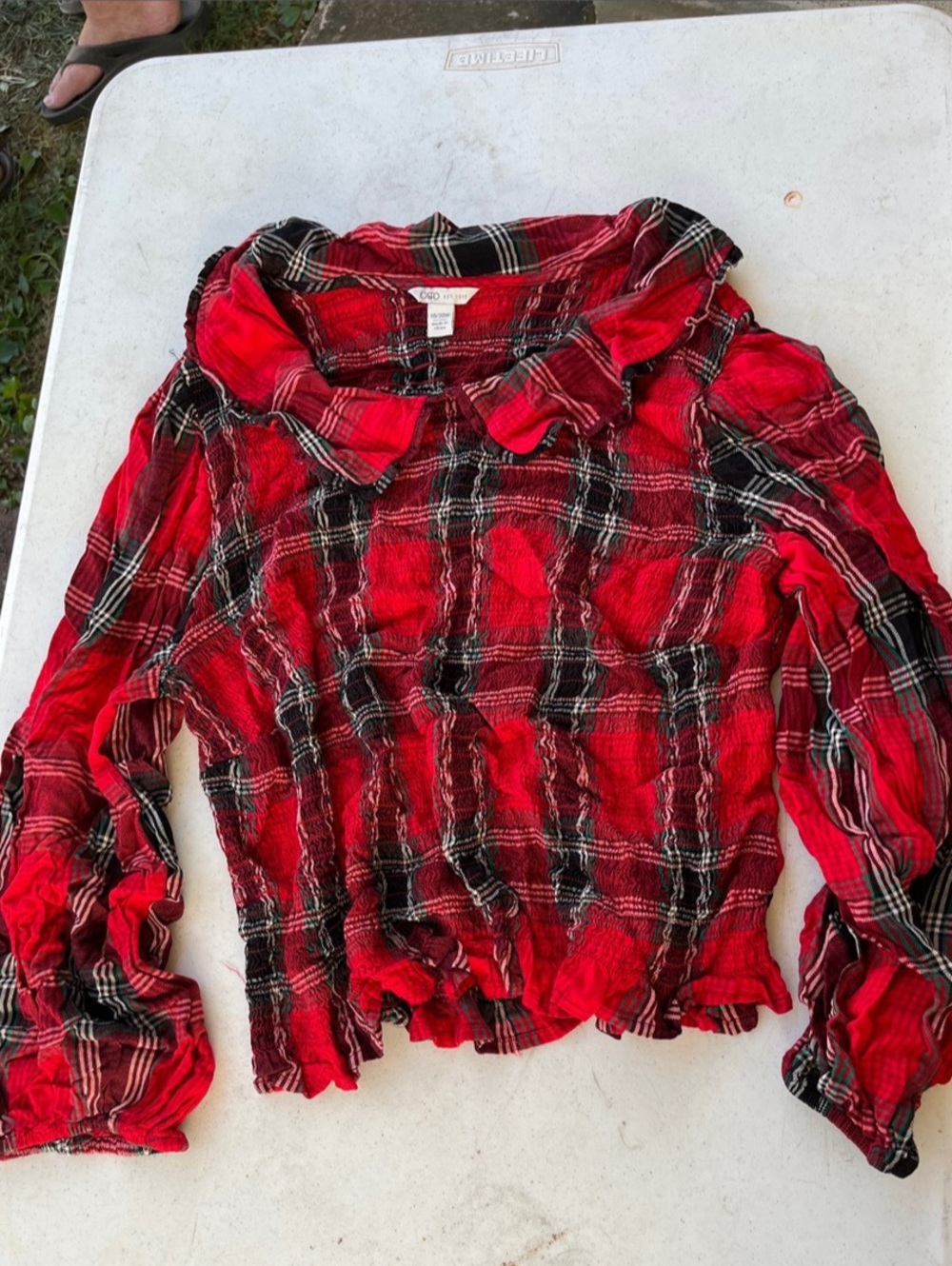 5 for $25 Cato Plaid Long Sleeve Blouse in Red & Black 18/20W